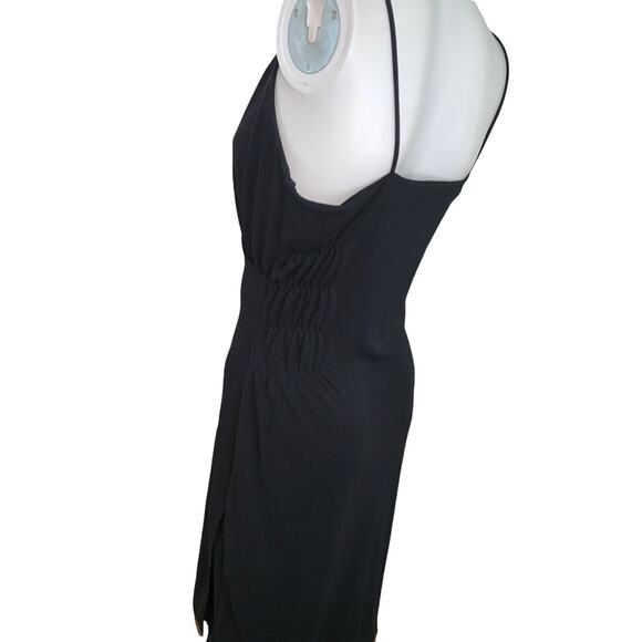 Kenneth Cole Black V neck Strappy Pleated Lace Bottom Dress M - Picture 5 of 7